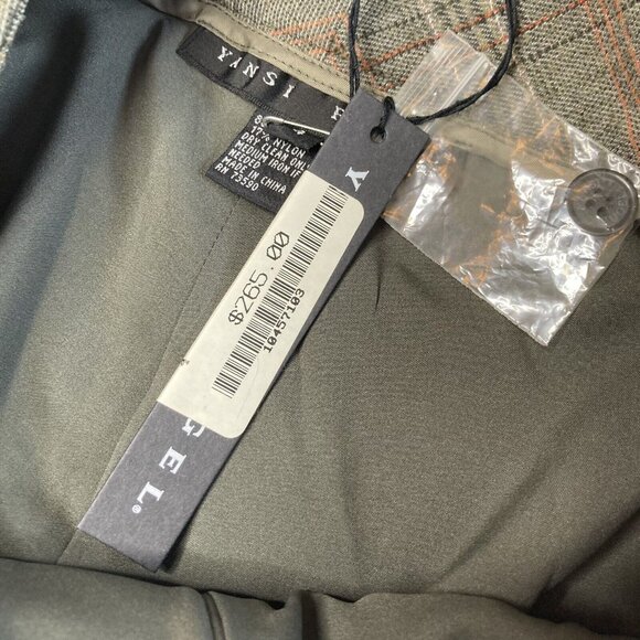 Yansi Fugel Wool Dress Pants Womens Size 4 Tan Plaid Career New Nwt Straight L45 - Picture 4 of 6